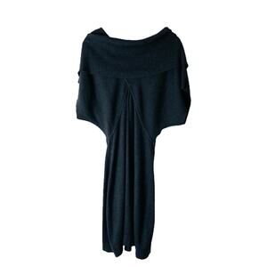 Nine West grey angora knit ribbed cowl sweater dress large